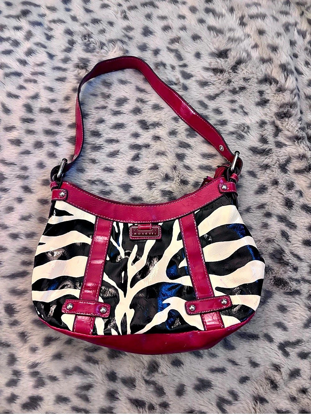Rosetti zebra Print Shoulder Bag in Red & Black